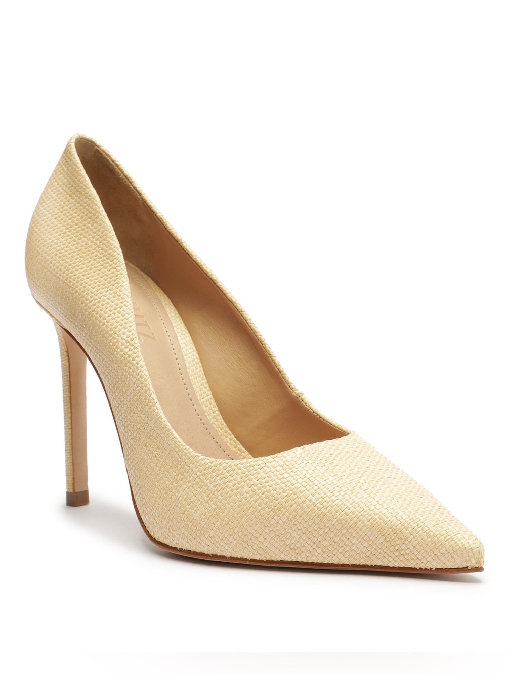 Schutz Lou Raffia Pump Heeled Shoes In Straw Beige Cream Size 7.5